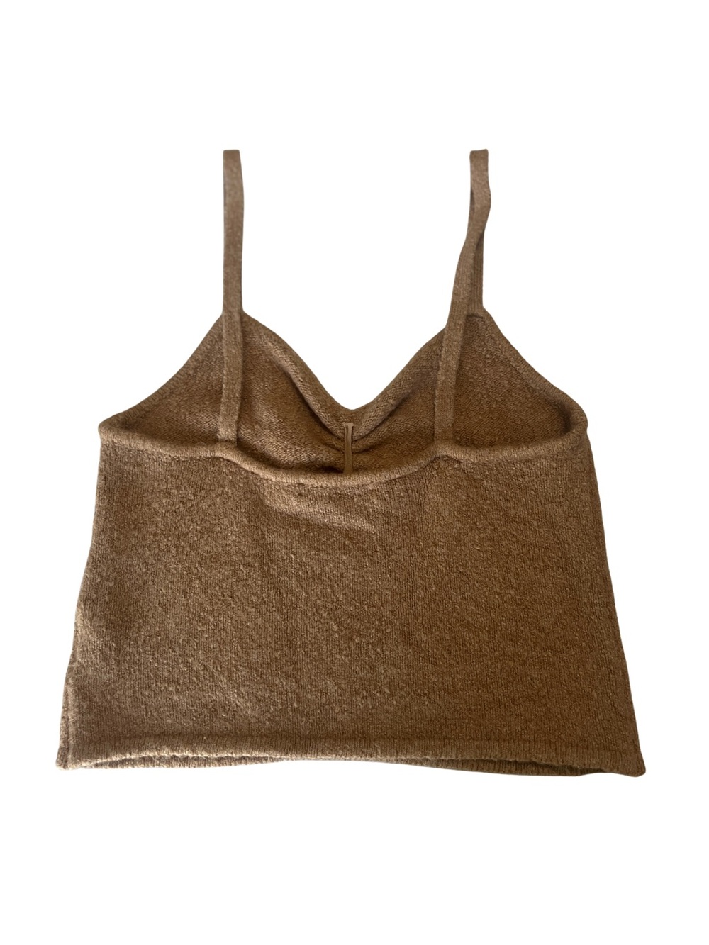 Madewell Cropped Y2K v-neck knit top quiet luxury camel brown Size small - Picture 2 of 5